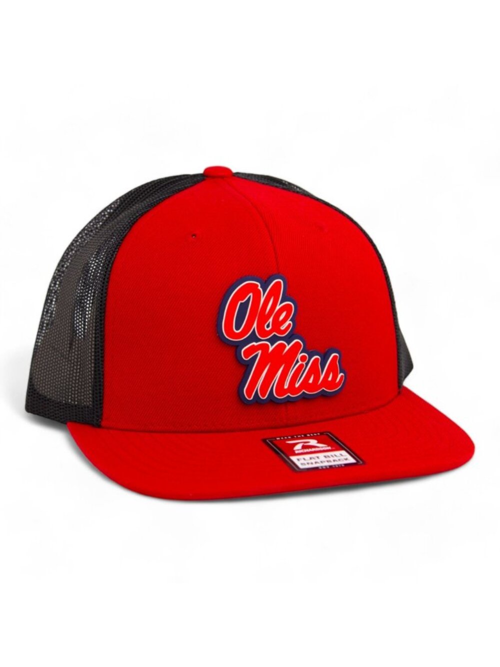 Ole Miss Rebels 3D Wool Blend Flat Bill Snapback Hat- Red/ Black
